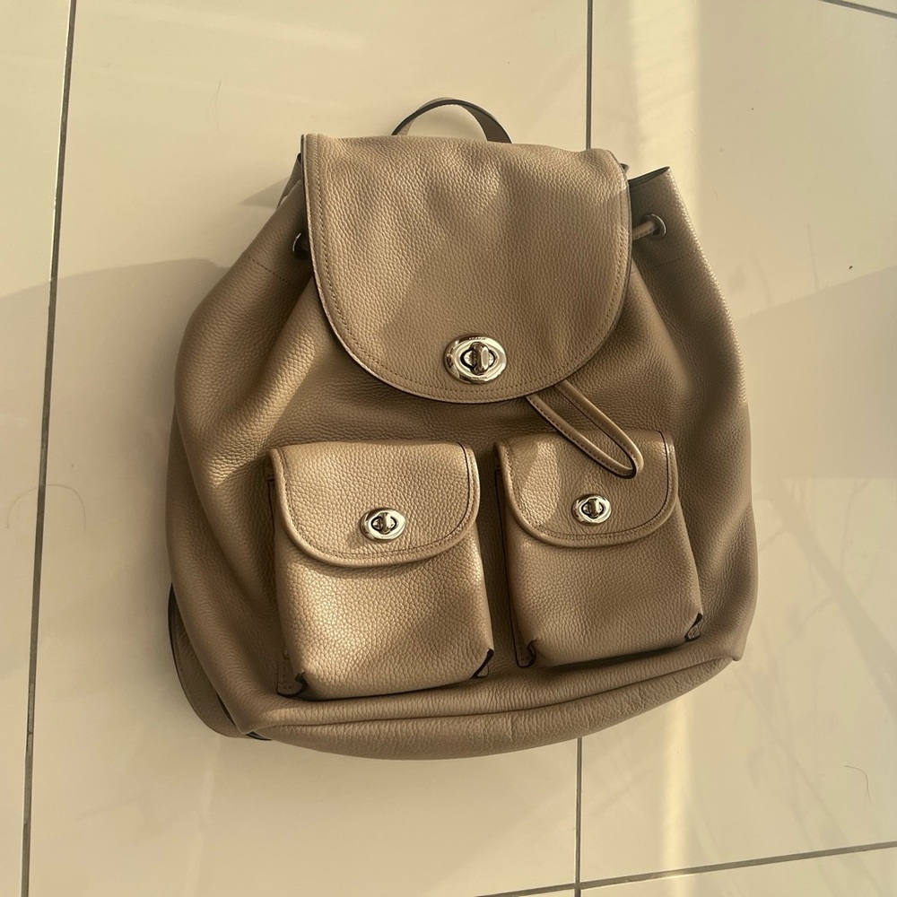 Vintage Coach Turnlock Backpack in Beige